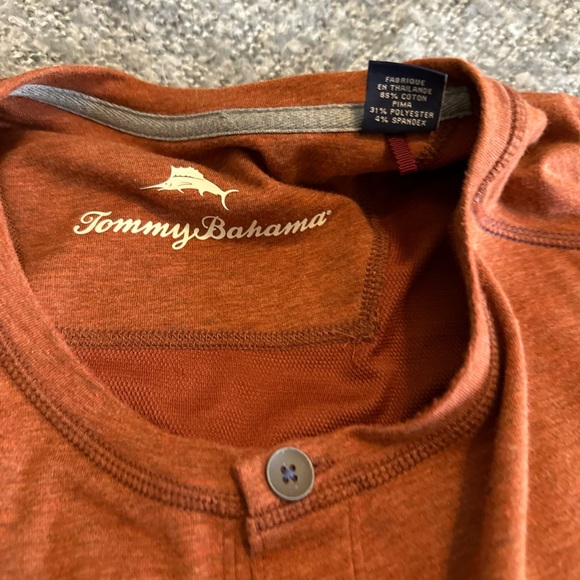 Tommy Bahama X-Large Dark Orange Long Sleeve 1/4 button Shirt - Picture 3 of 7